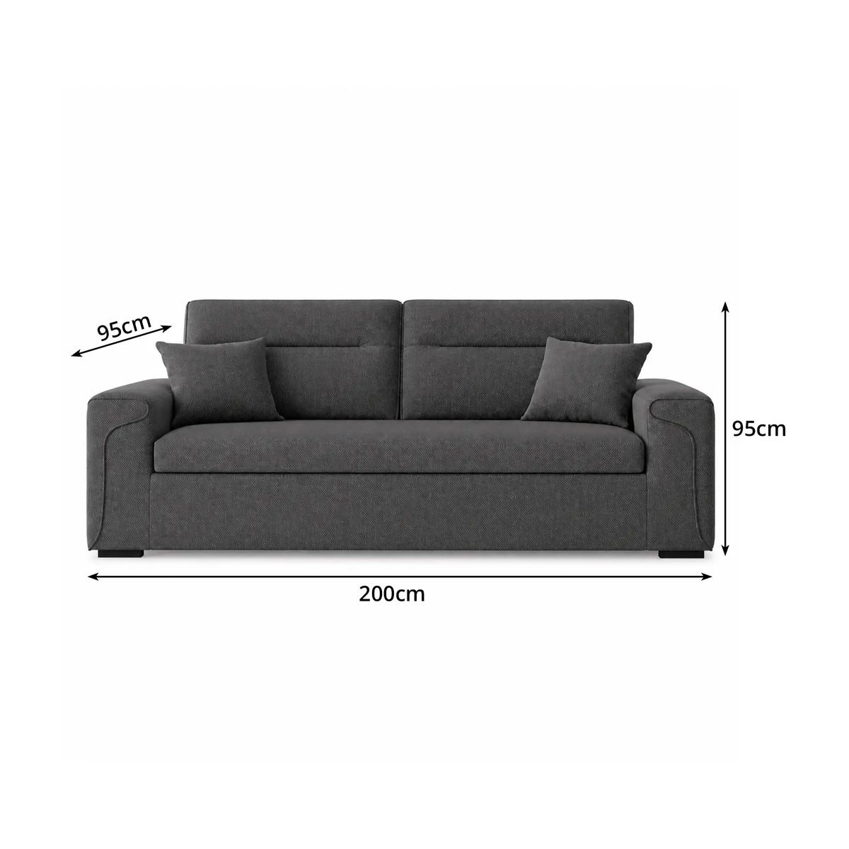 LIVARA Modern Fabric Sofa Cotton Linen Upholstery Latex Cushioning Solid Wood Frame 180/200cm for Living Room Apartment - Grey