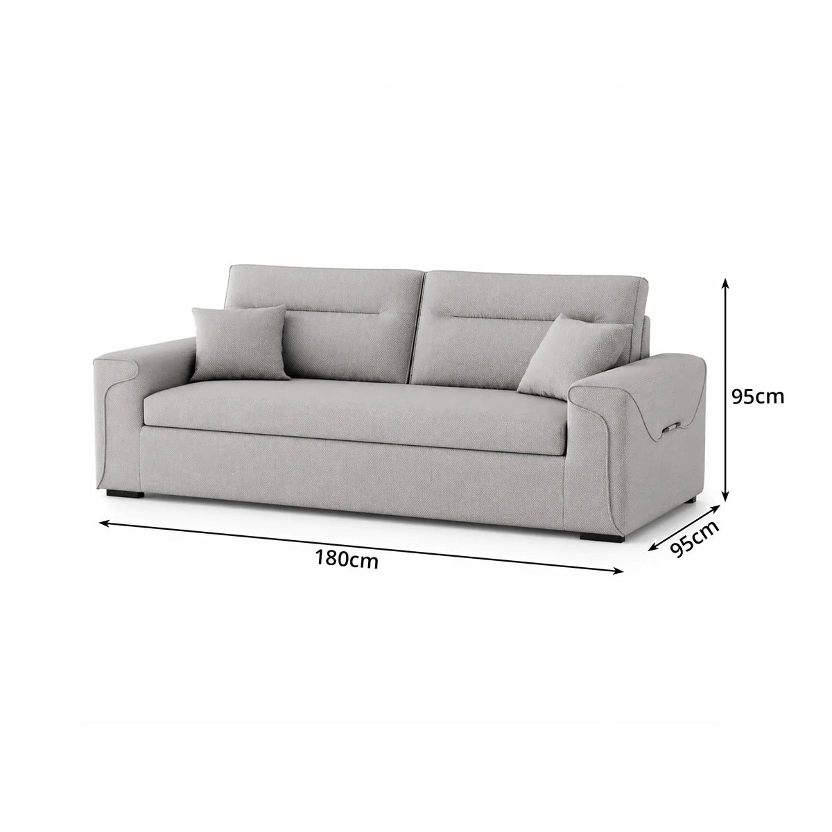 LIVARA Modern Fabric Sofa Cotton Linen Upholstery Latex Cushioning Solid Wood Frame 180/200cm for Living Room Apartment - Light Grey