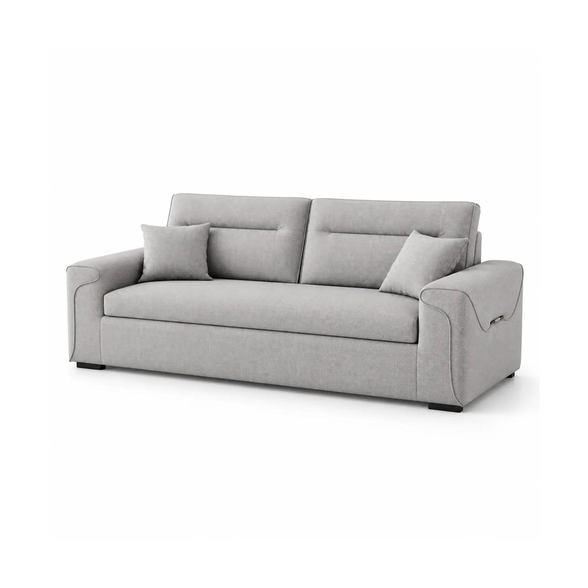 LIVARA Modern Fabric Sofa Cotton Linen Upholstery Latex Cushioning Solid Wood Frame 180/200cm for Living Room Apartment - Light Grey