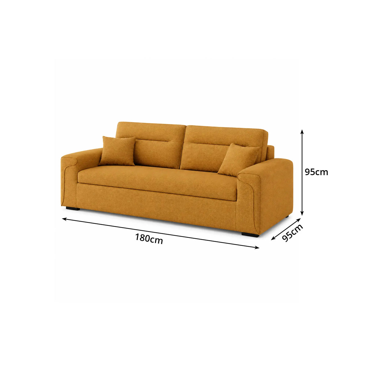 LIVARA Modern Fabric Sofa Cotton Linen Upholstery Latex Cushioning Solid Wood Frame 180/200cm for Living Room Apartment - Orange