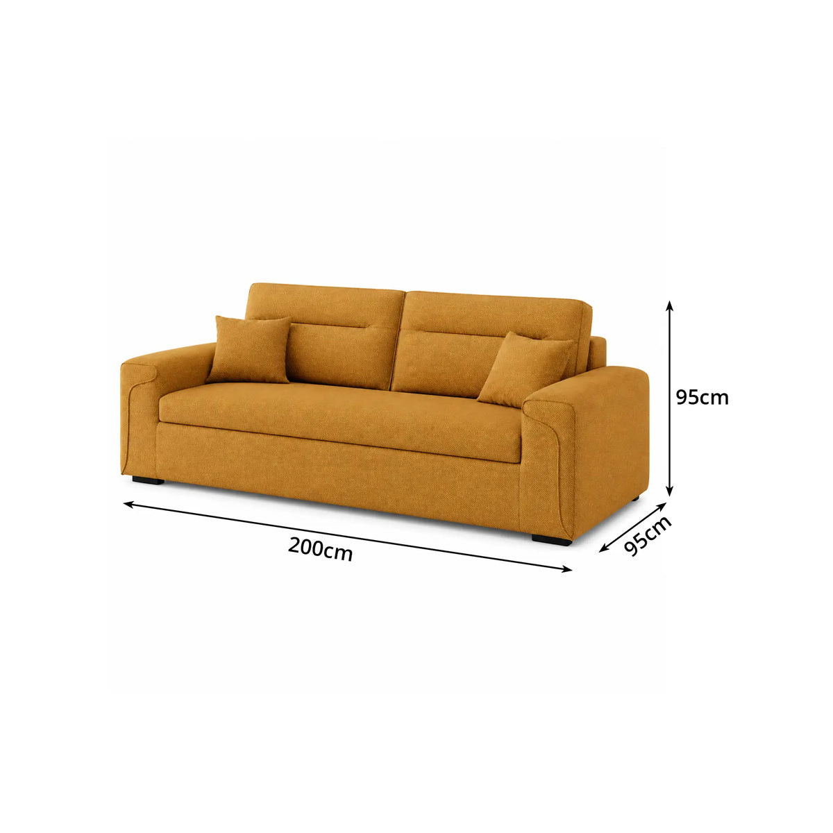 LIVARA Modern Fabric Sofa Cotton Linen Upholstery Latex Cushioning Solid Wood Frame 180/200cm for Living Room Apartment - Orange