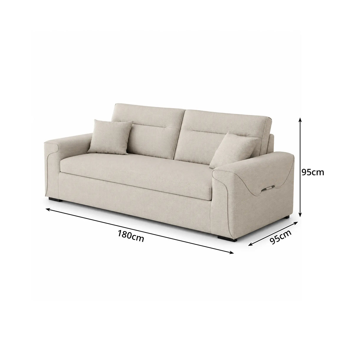 LIVARA Modern Fabric Sofa Cotton Linen Upholstery Latex Cushioning Solid Wood Frame 180/200cm for Living Room Apartment - Khaki