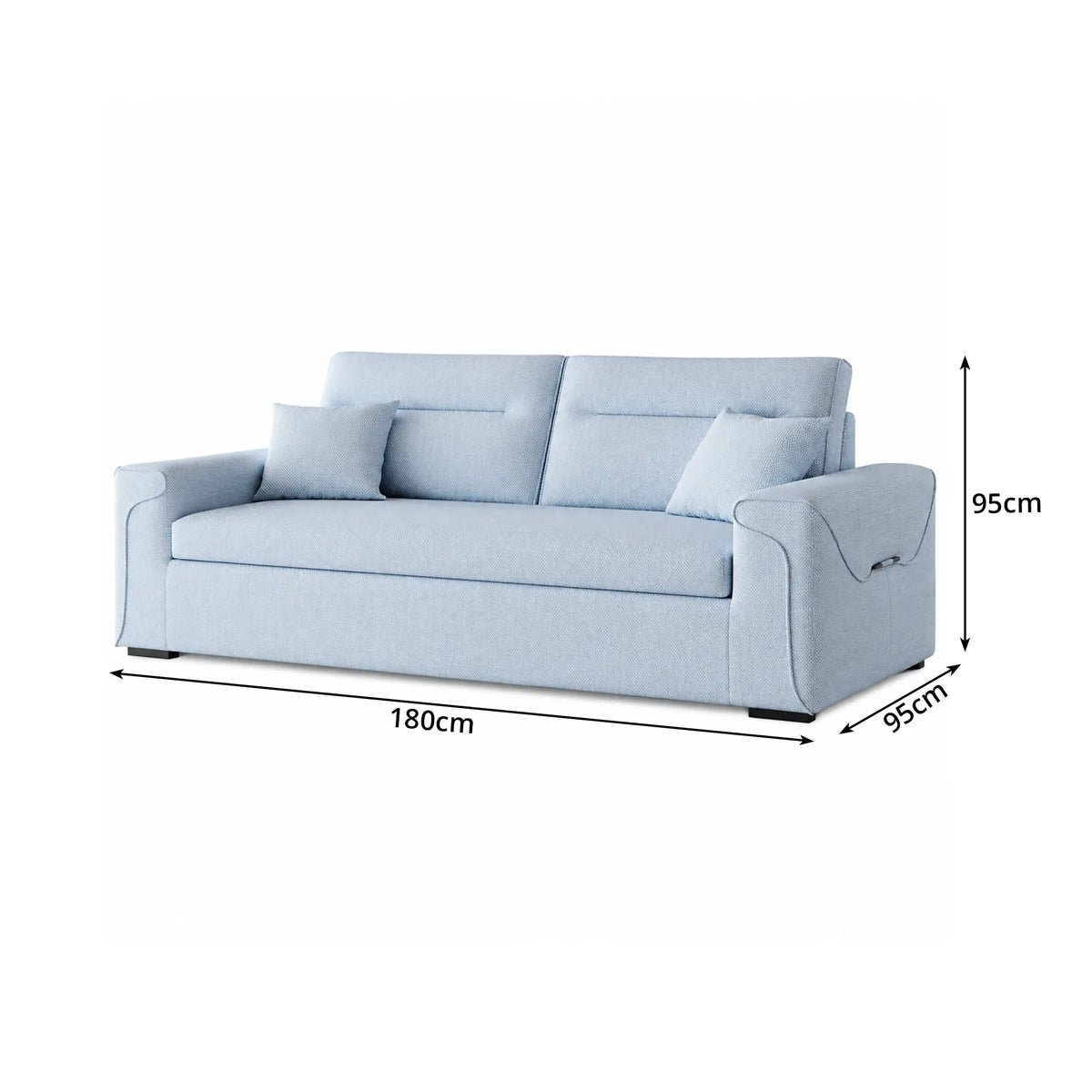 LIVARA Modern Fabric Sofa Cotton Linen Upholstery Latex Cushioning Solid Wood Frame 180/200cm for Living Room Apartment - Blue
