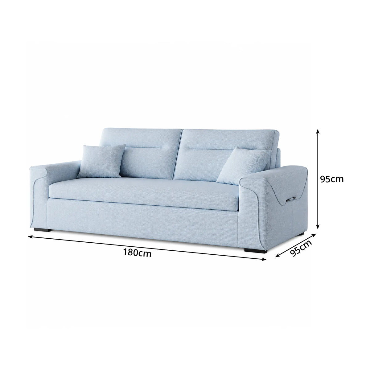 LIVARA Modern Fabric Sofa Cotton Linen Upholstery Latex Cushioning Solid Wood Frame 180/200cm for Living Room Apartment - Blue