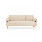 LIVARA Modern Sofa Cat Scratch Resistant Fabric Spring Seat Solid Wood Frame 115/165cm for Living Room Apartment Lounge - Khaki