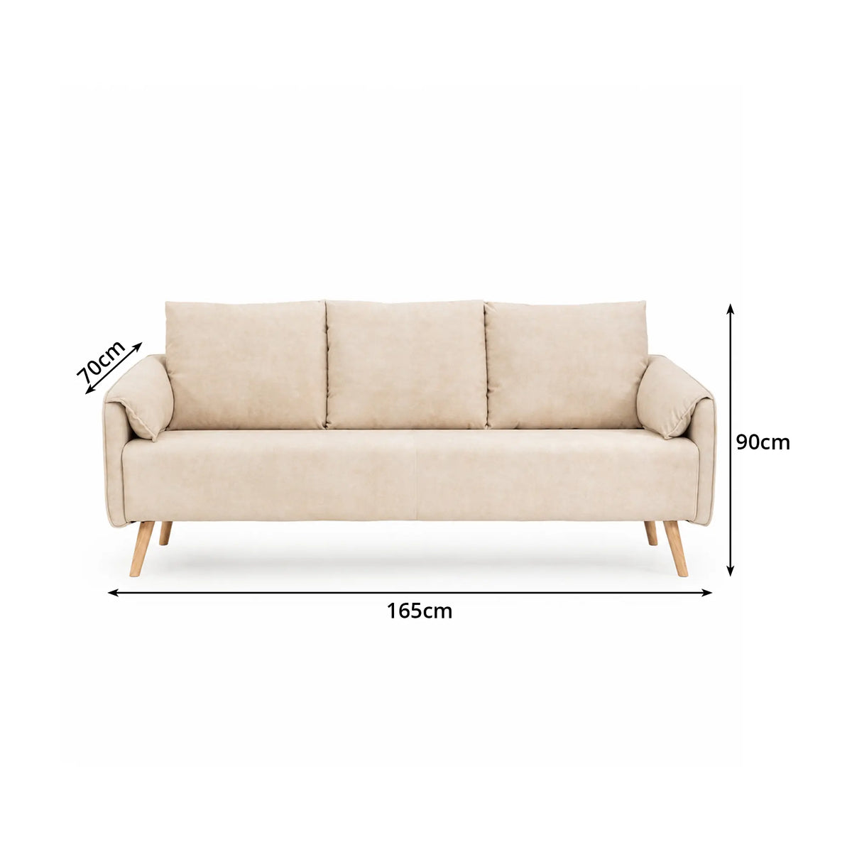 LIVARA Modern Sofa Cat Scratch Resistant Fabric Spring Seat Solid Wood Frame 115/165cm for Living Room Apartment Lounge - Khaki