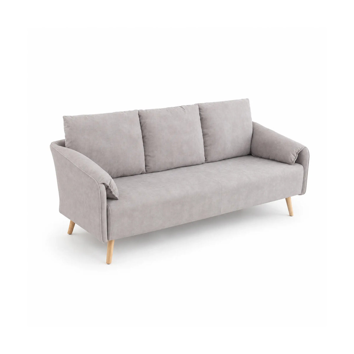 LIVARA Modern Sofa Cat Scratch Resistant Fabric Spring Seat Solid Wood Frame 115/165cm for Living Room Apartment Lounge - Light Grey