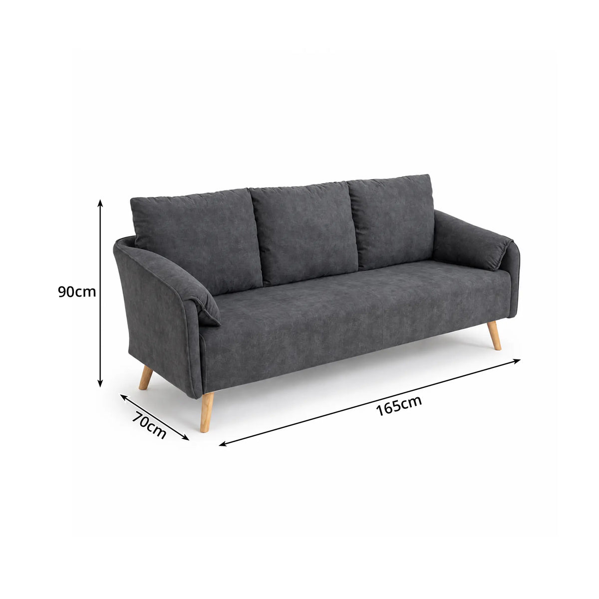 LIVARA Modern Sofa Cat Scratch Resistant Fabric Spring Seat Solid Wood Frame 115/165cm for Living Room Apartment Lounge - Grey