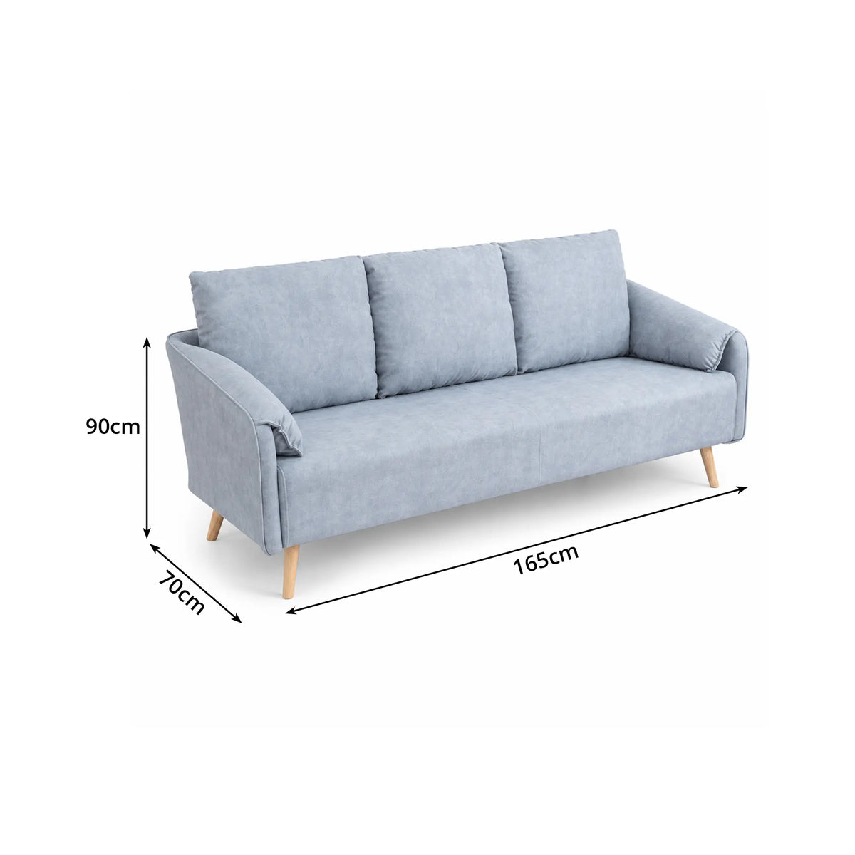 LIVARA Modern Sofa Cat Scratch Resistant Fabric Spring Seat Solid Wood Frame 115/165cm for Living Room Apartment Lounge - Blue