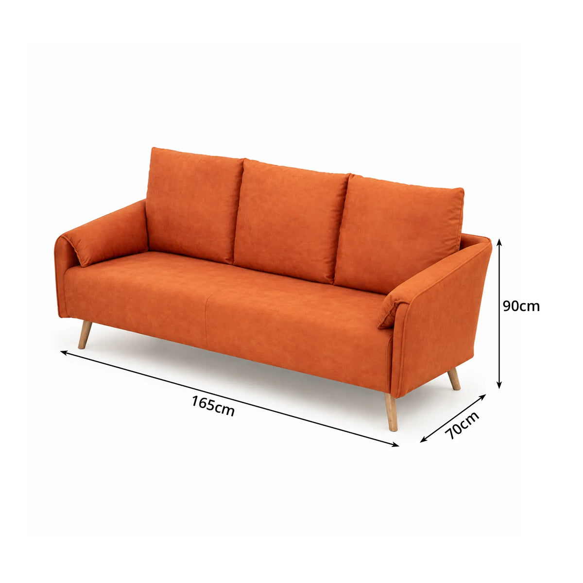 LIVARA Modern Sofa Cat Scratch Resistant Fabric Spring Seat Solid Wood Frame 115/165cm for Living Room Apartment Lounge - Orange
