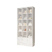 LIVARA Nordic Maple Bookcase 90/105cm - Multi-Tier Storage Cabinet with Doors & Back Panel for Living Room - White