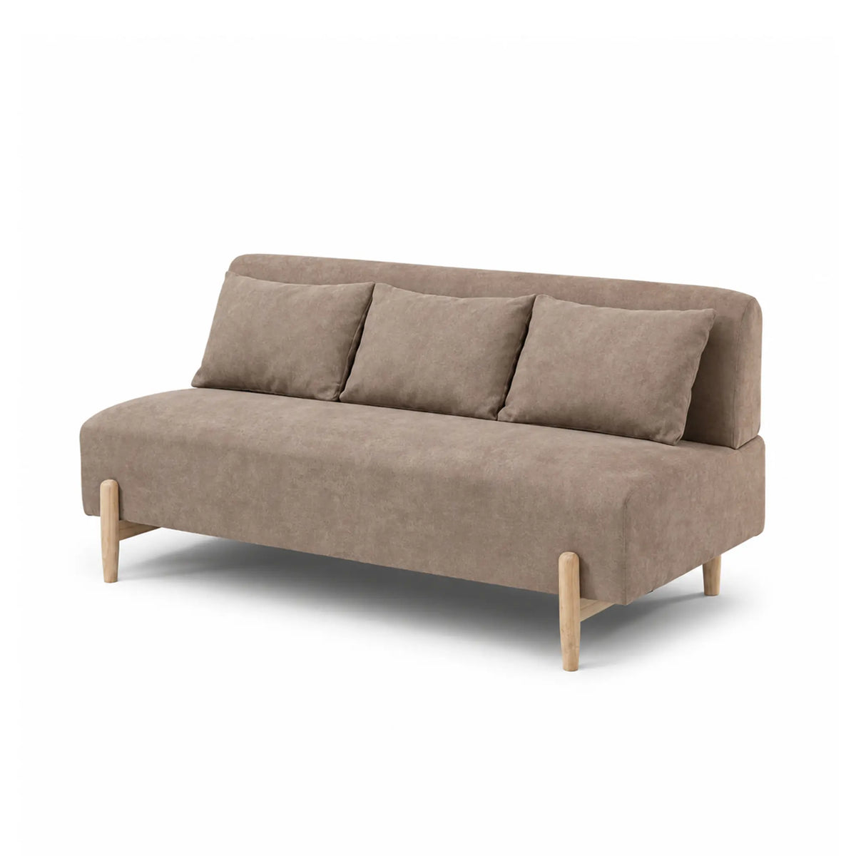 LIVARA Modern 3 Seater Sofa Cotton Linen Upholstery Solid Wood Frame High Rebound Cushions for Living Room Apartment Lounge - Khaki