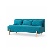 LIVARA Modern 3 Seater Sofa Cotton Linen Upholstery Solid Wood Frame High Rebound Cushions for Living Room Apartment Lounge - Blue