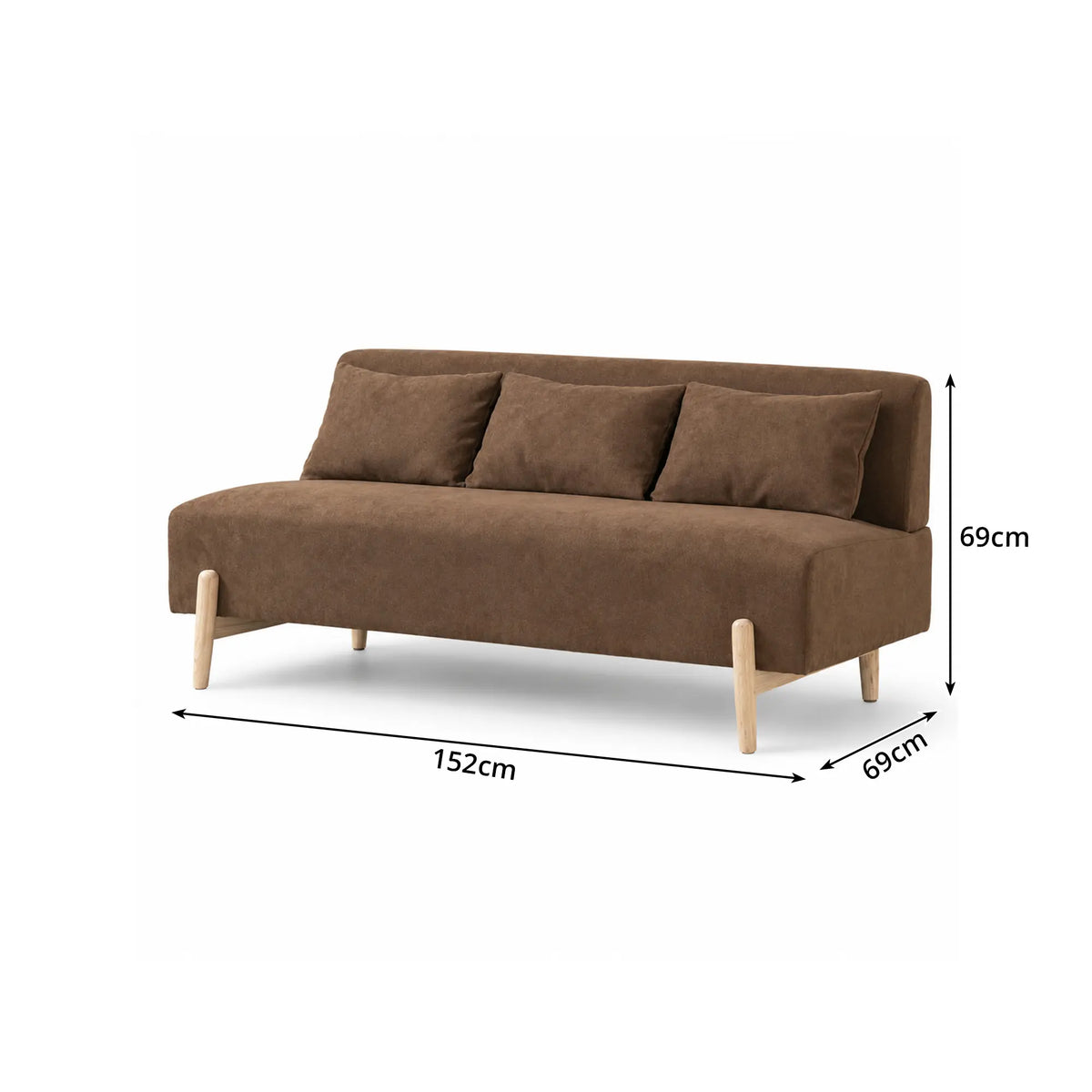 LIVARA Modern 3 Seater Sofa Cotton Linen Upholstery Solid Wood Frame High Rebound Cushions for Living Room Apartment Lounge - Coffee