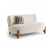 LIVARA 2 Seater Sofa Removable Washable Lambswool Cover High Resilience Cushioning Solid Wood Frame for Small Living Room Bedroom - White