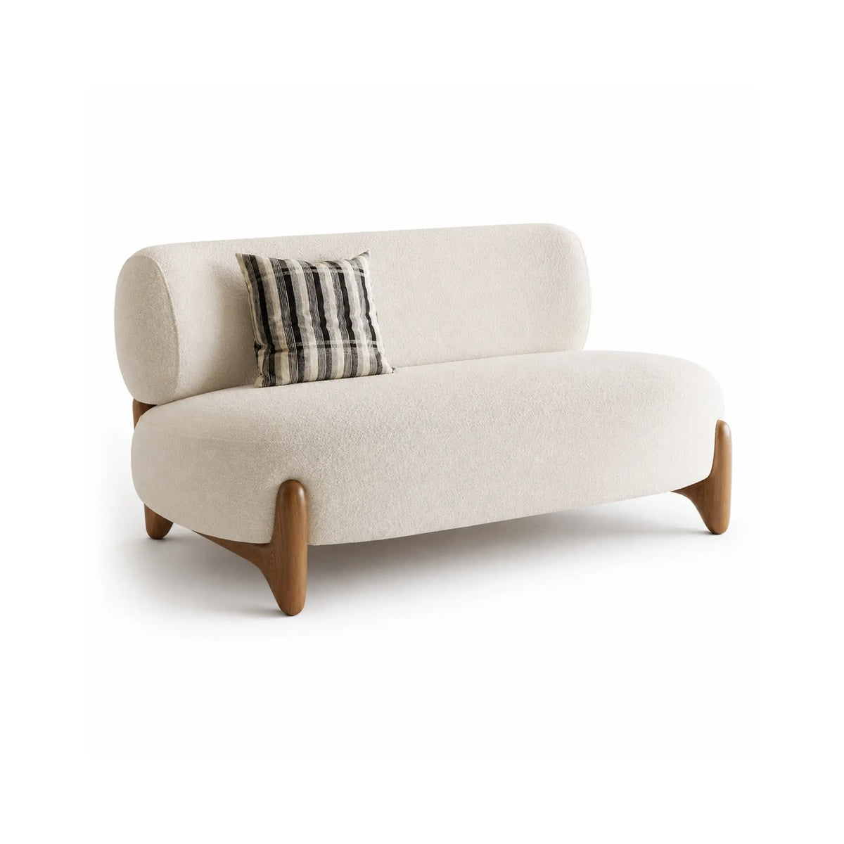 LIVARA 2 Seater Sofa Removable Washable Lambswool Cover High Resilience Cushioning Solid Wood Frame for Small Living Room Bedroom - White