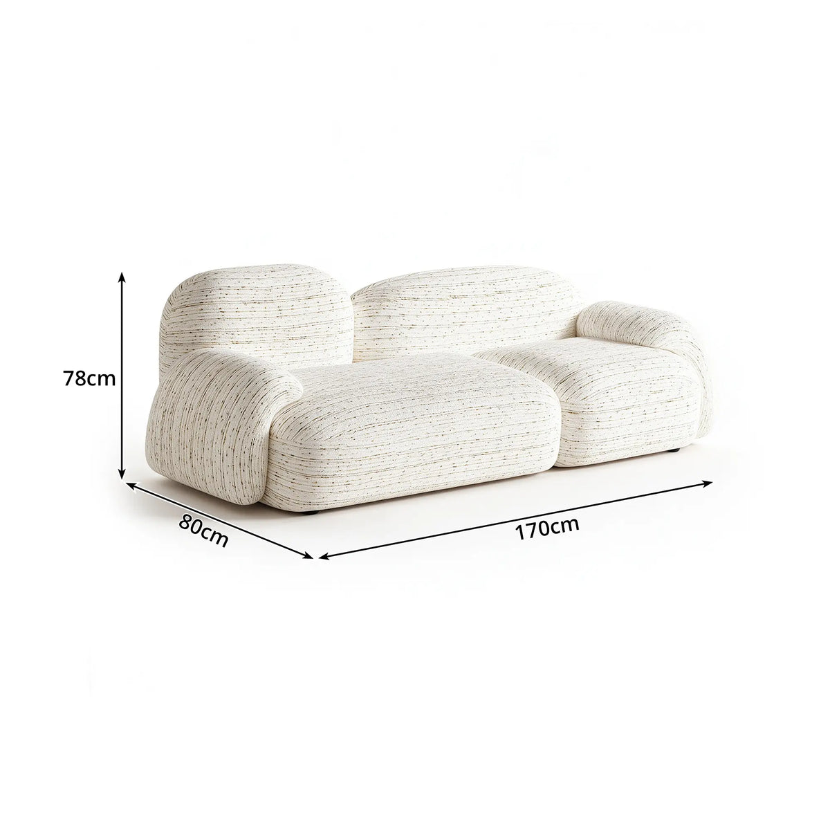 LIVARA Modular Sofa Cotton Linen Upholstery High Density Cushioning Solid Pine Frame 170/210cm for Living Room Apartment Lounge - White