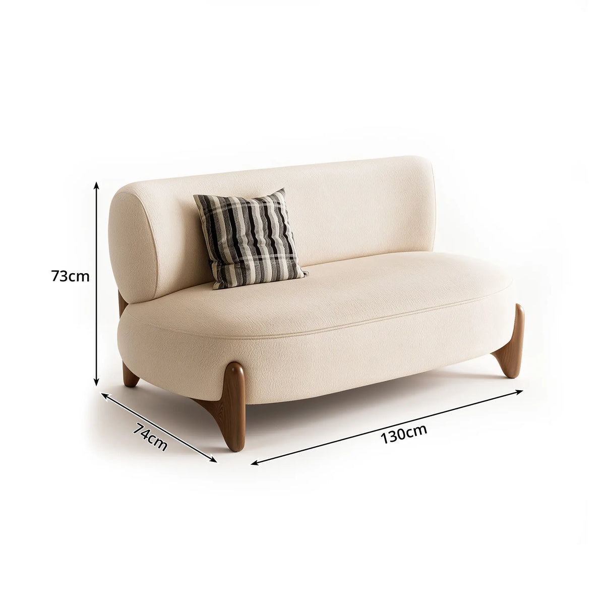 LIVARA 2 Seater Sofa Removable Washable Lambswool Cover High Resilience Cushioning Solid Wood Frame for Small Living Room Bedroom - Yellow