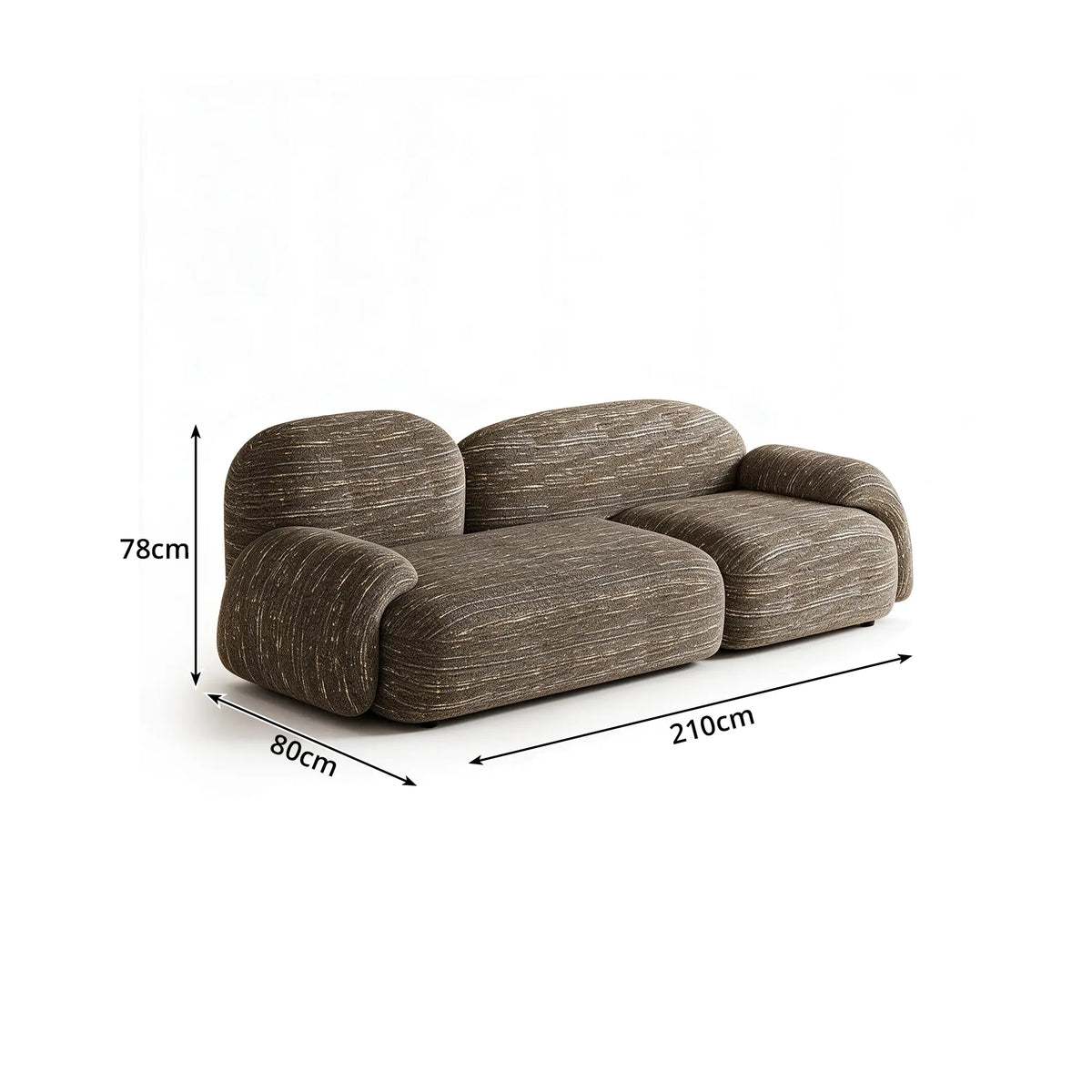 LIVARA Modular Sofa Cotton Linen Upholstery High Density Cushioning Solid Pine Frame 170/210cm for Living Room Apartment Lounge - Brown