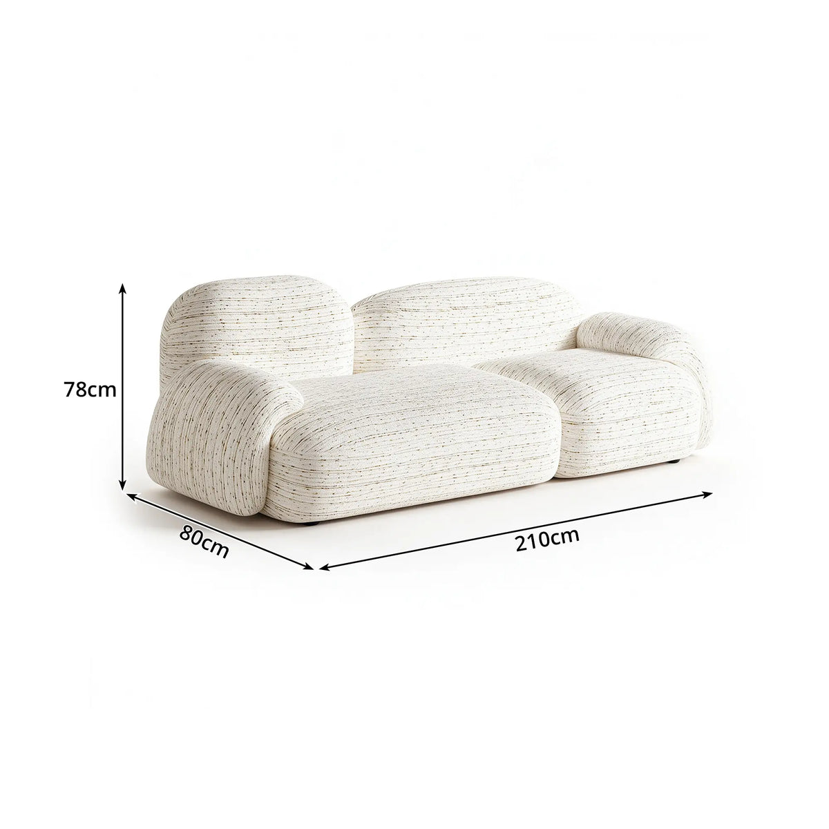 LIVARA Modular Sofa Cotton Linen Upholstery High Density Cushioning Solid Pine Frame 170/210cm for Living Room Apartment Lounge - White