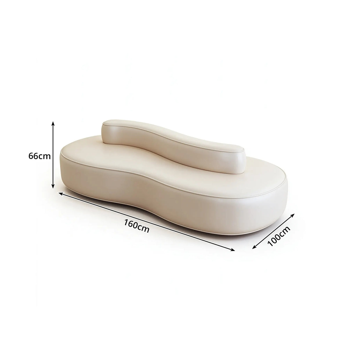 LIVARA Double Sided Modular Sofa Curved Design Scratch Resistant Upholstery High Resilience Cushion 160/210cm for Living Room Reception Area - White