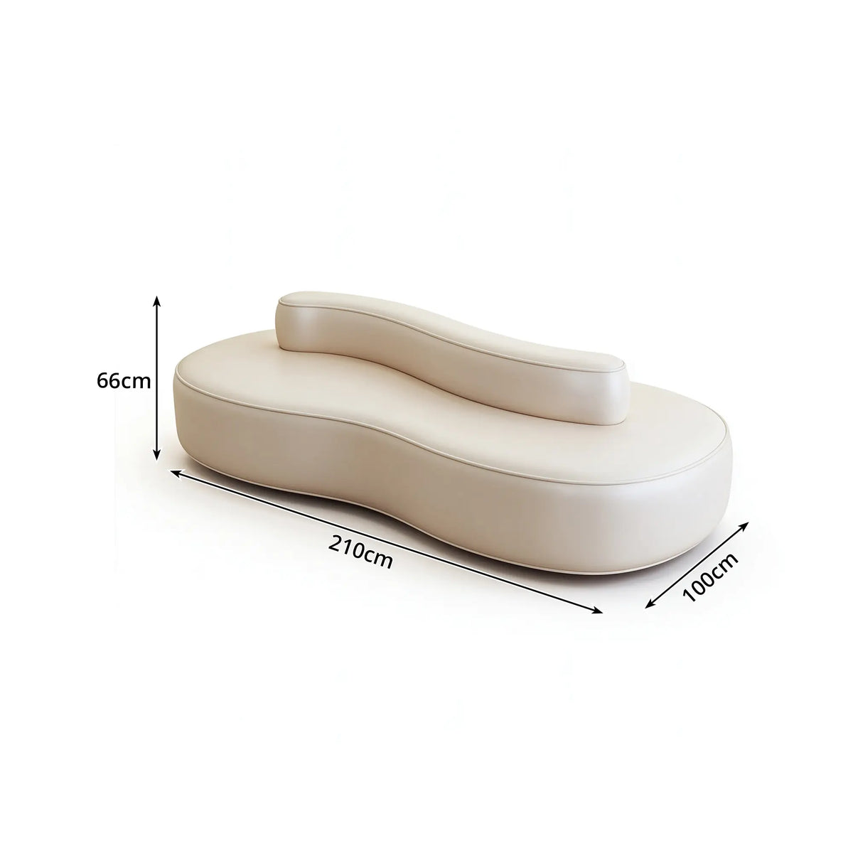 LIVARA Double Sided Modular Sofa Curved Design Scratch Resistant Upholstery High Resilience Cushion 160/210cm for Living Room Reception Area - White