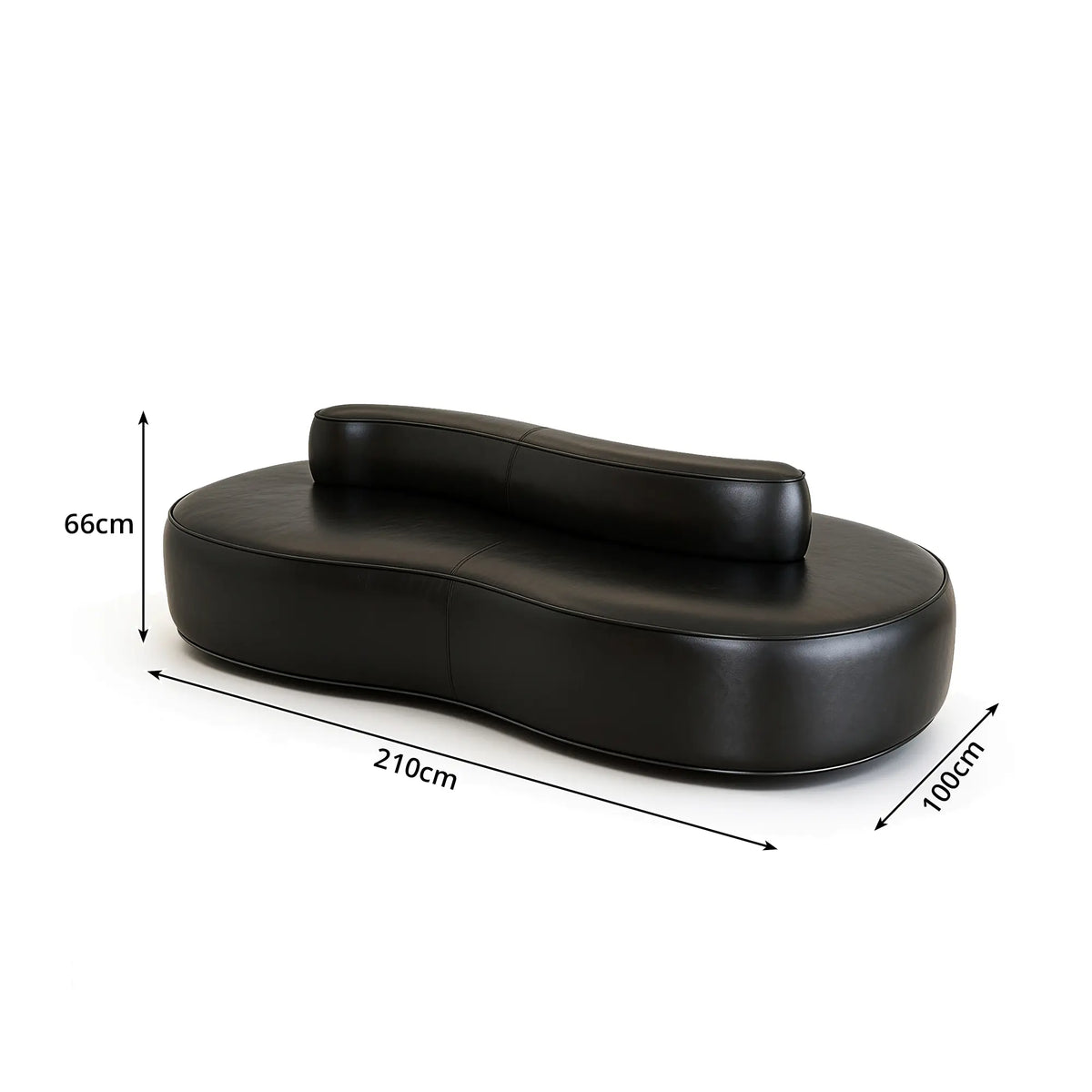 LIVARA Double Sided Modular Sofa Curved Design Scratch Resistant Upholstery High Resilience Cushion 160/210cm for Living Room Reception Area - Black