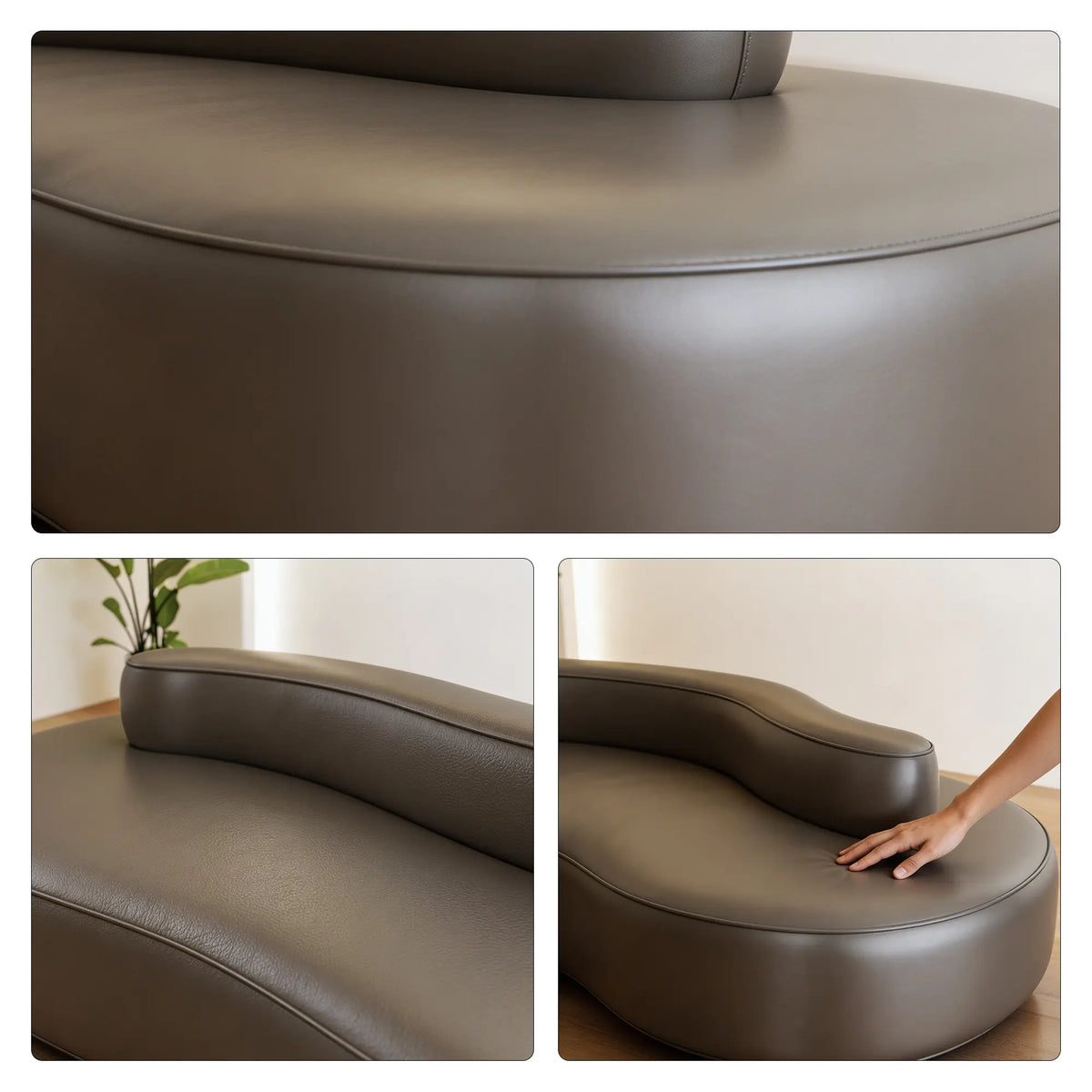LIVARA Double Sided Modular Sofa Curved Design Scratch Resistant Upholstery High Resilience Cushion 160/210cm for Living Room Reception Area - Grey