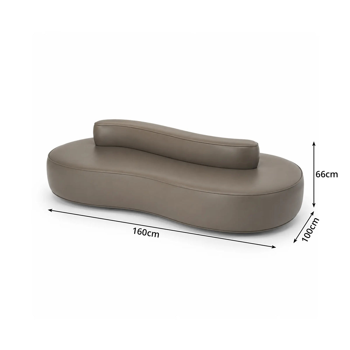 LIVARA Double Sided Modular Sofa Curved Design Scratch Resistant Upholstery High Resilience Cushion 160/210cm for Living Room Reception Area - Grey