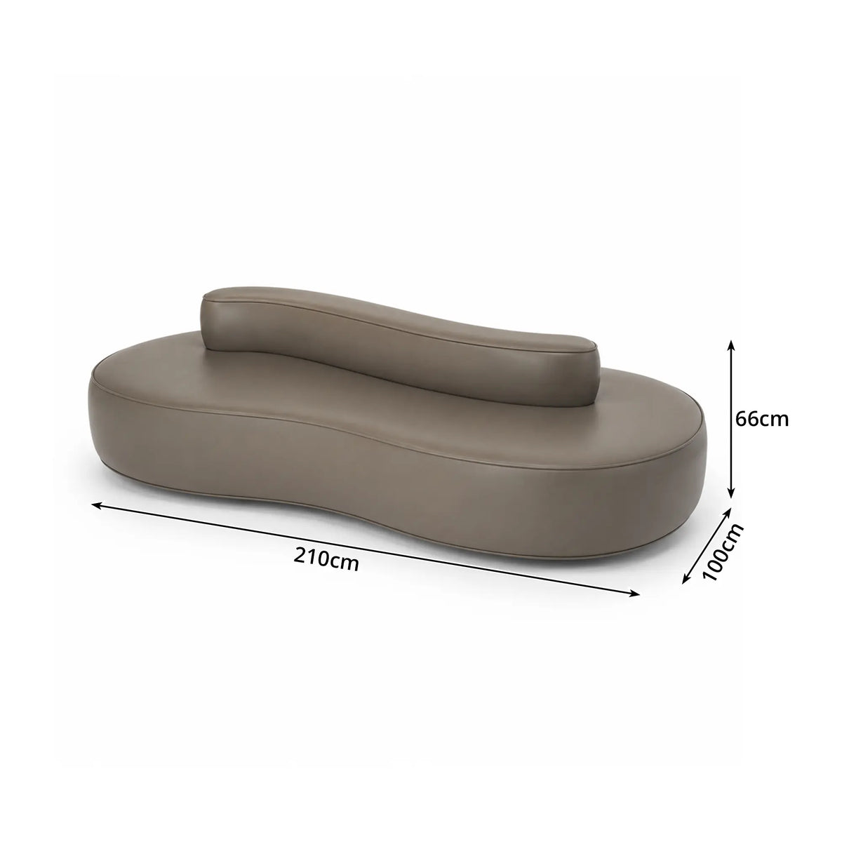 LIVARA Double Sided Modular Sofa Curved Design Scratch Resistant Upholstery High Resilience Cushion 160/210cm for Living Room Reception Area - Grey