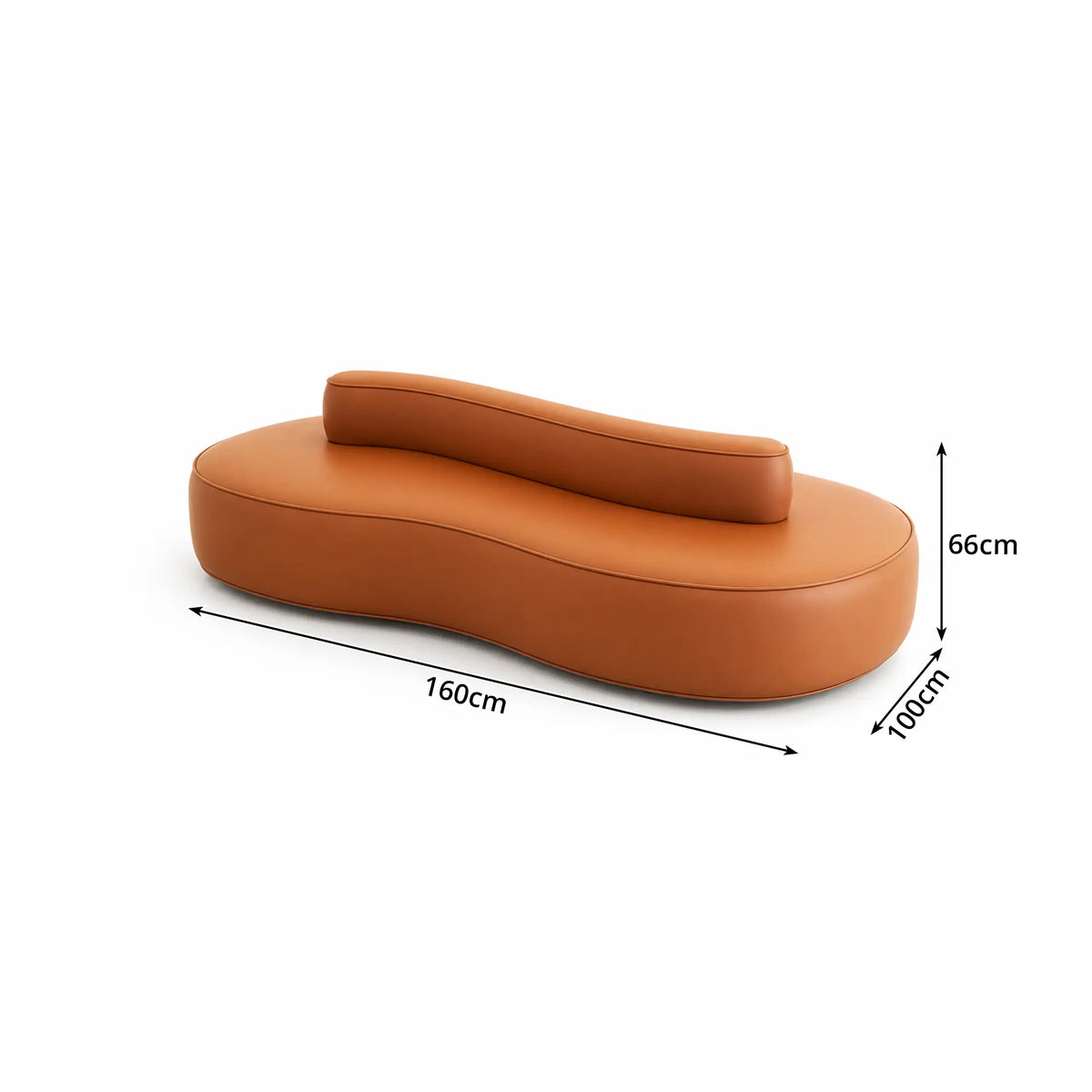 LIVARA Double Sided Modular Sofa Curved Design Scratch Resistant Upholstery High Resilience Cushion 160/210cm for Living Room Reception Area - Orange