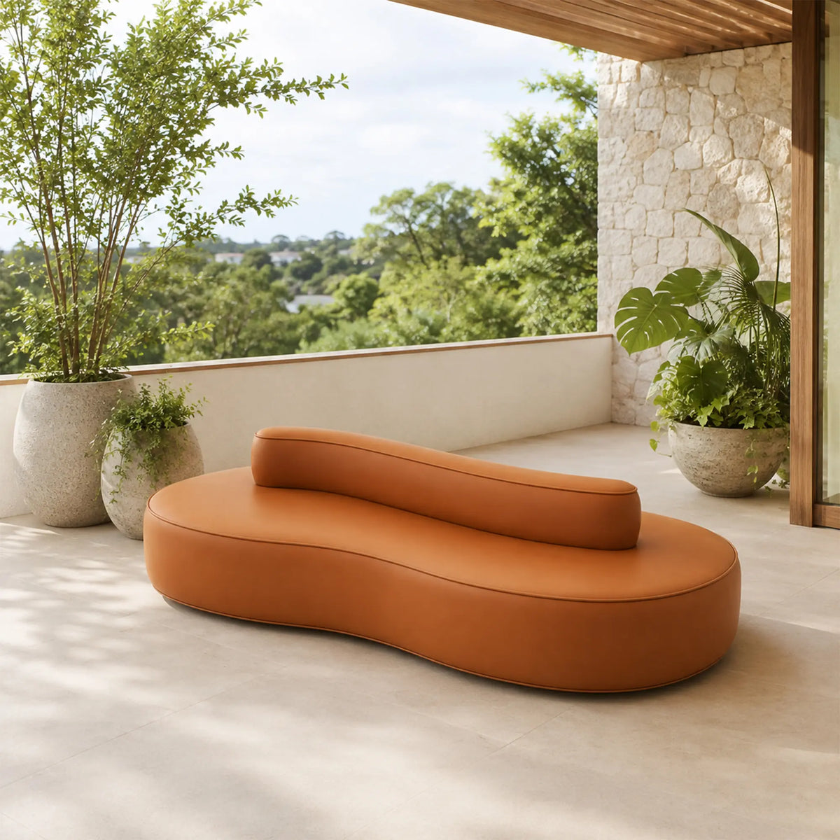 LIVARA Double Sided Modular Sofa Curved Design Scratch Resistant Upholstery High Resilience Cushion 160/210cm for Living Room Reception Area - Orange