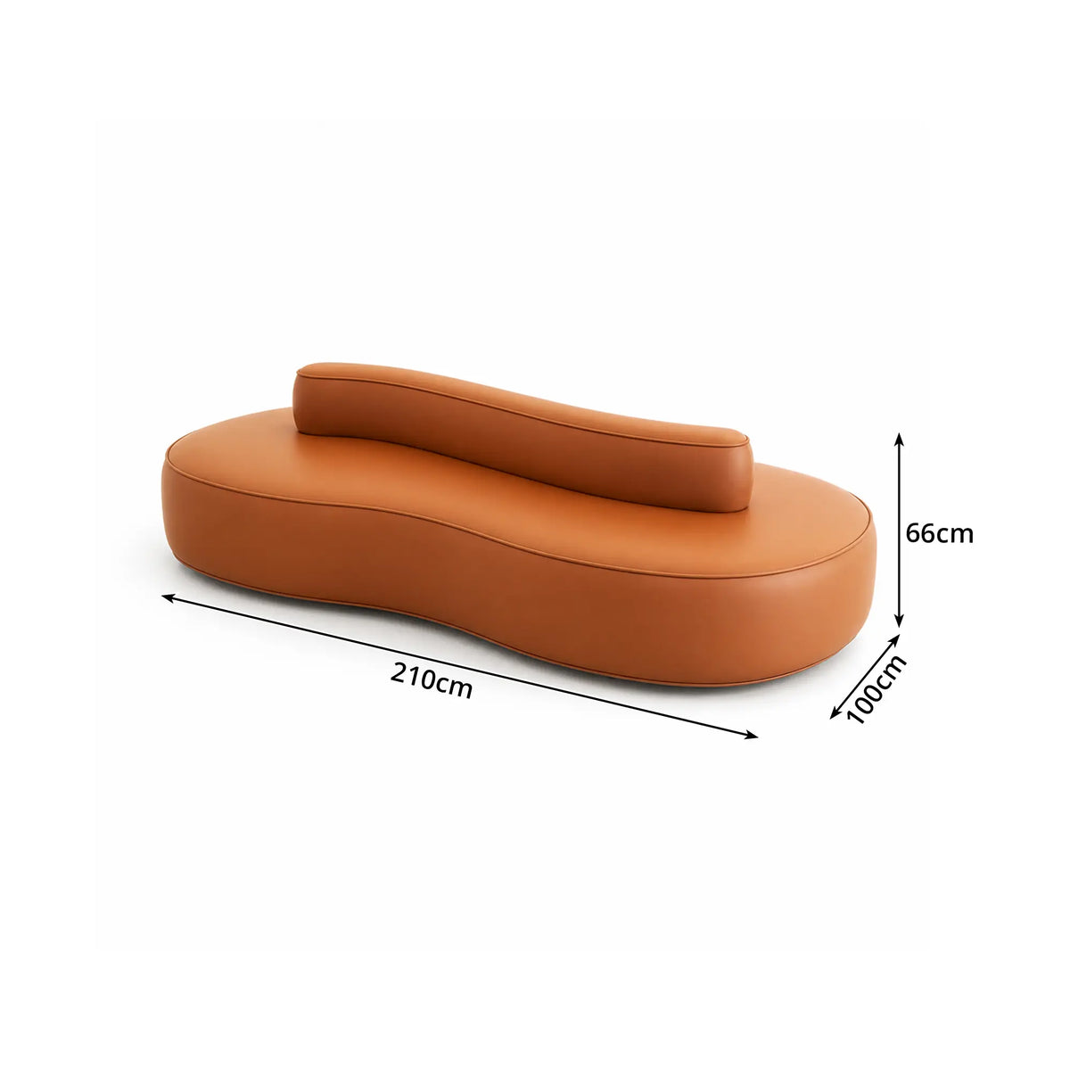 LIVARA Double Sided Modular Sofa Curved Design Scratch Resistant Upholstery High Resilience Cushion 160/210cm for Living Room Reception Area - Orange