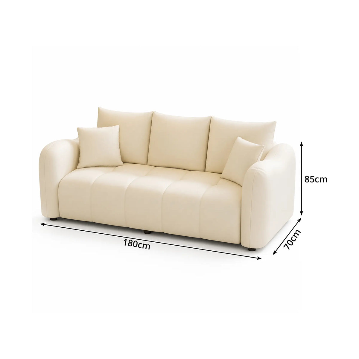 LIVARA Modern Sofa Scratch Resistant Upholstery High Resilience Cushioning Solid Wood Frame 120/180cm for Living Room Apartment - White