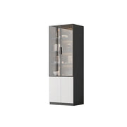 LIVARA Storage Cabinet - Honeycomb Aluminum Frame Glass Door Display Cabinet 60/80cm Living Room Storage - White & Grey