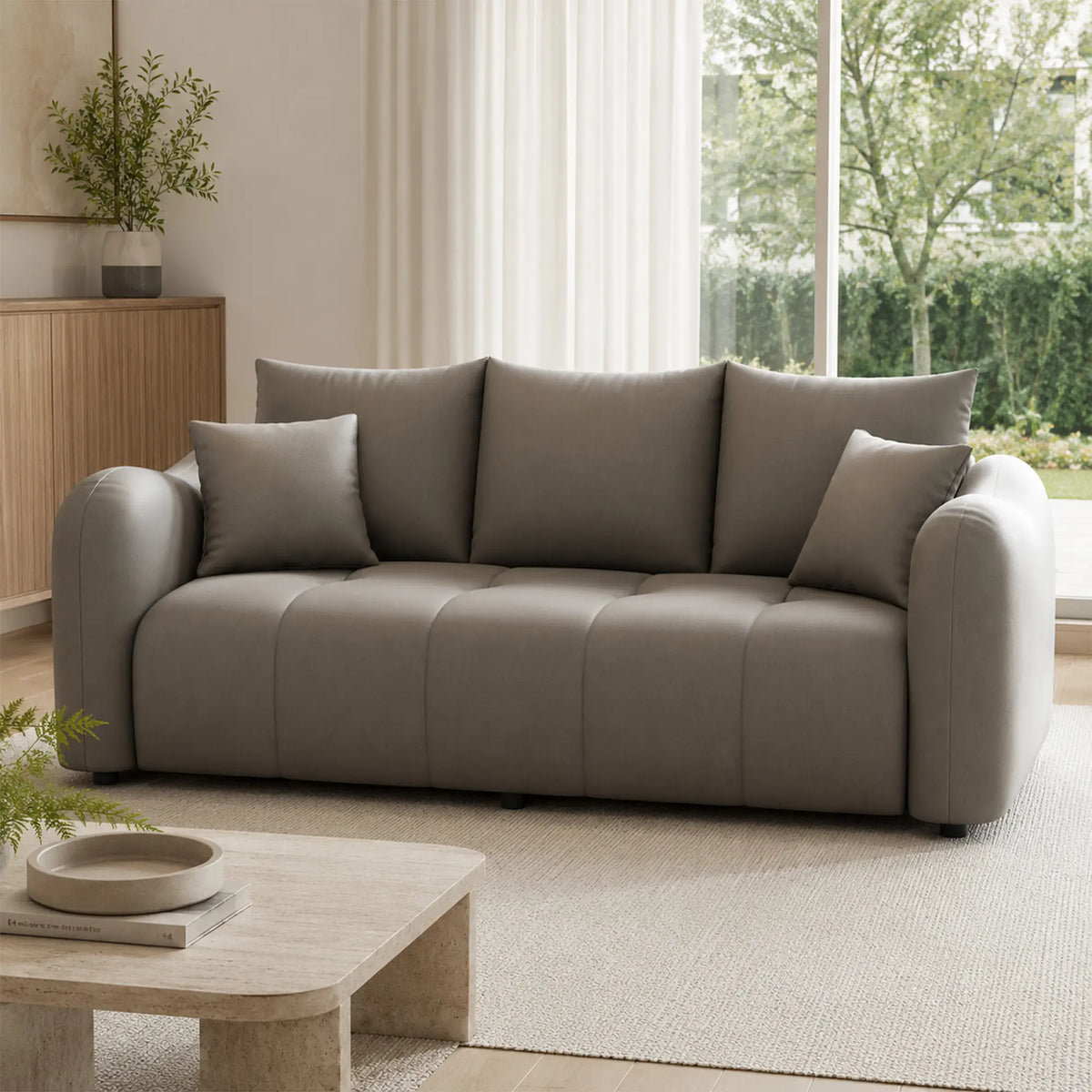 LIVARA Modern Sofa Scratch Resistant Upholstery High Resilience Cushioning Solid Wood Frame 120/180cm for Living Room Apartment - Grey