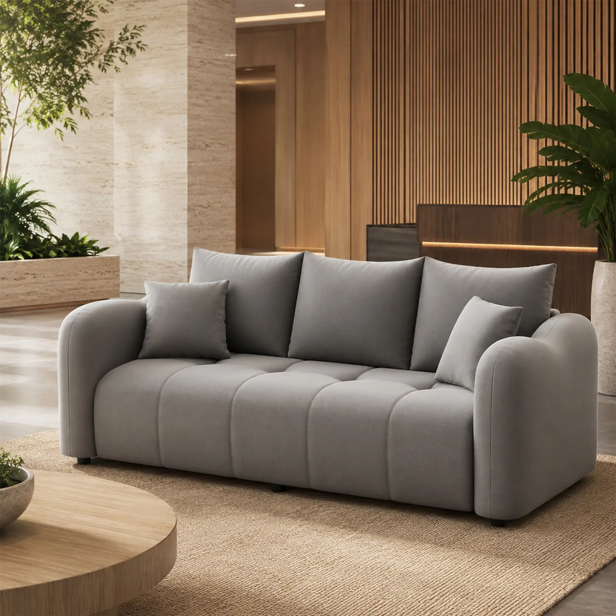 LIVARA Modern Sofa Scratch Resistant Upholstery High Resilience Cushioning Solid Wood Frame 120/180cm for Living Room Apartment - Grey