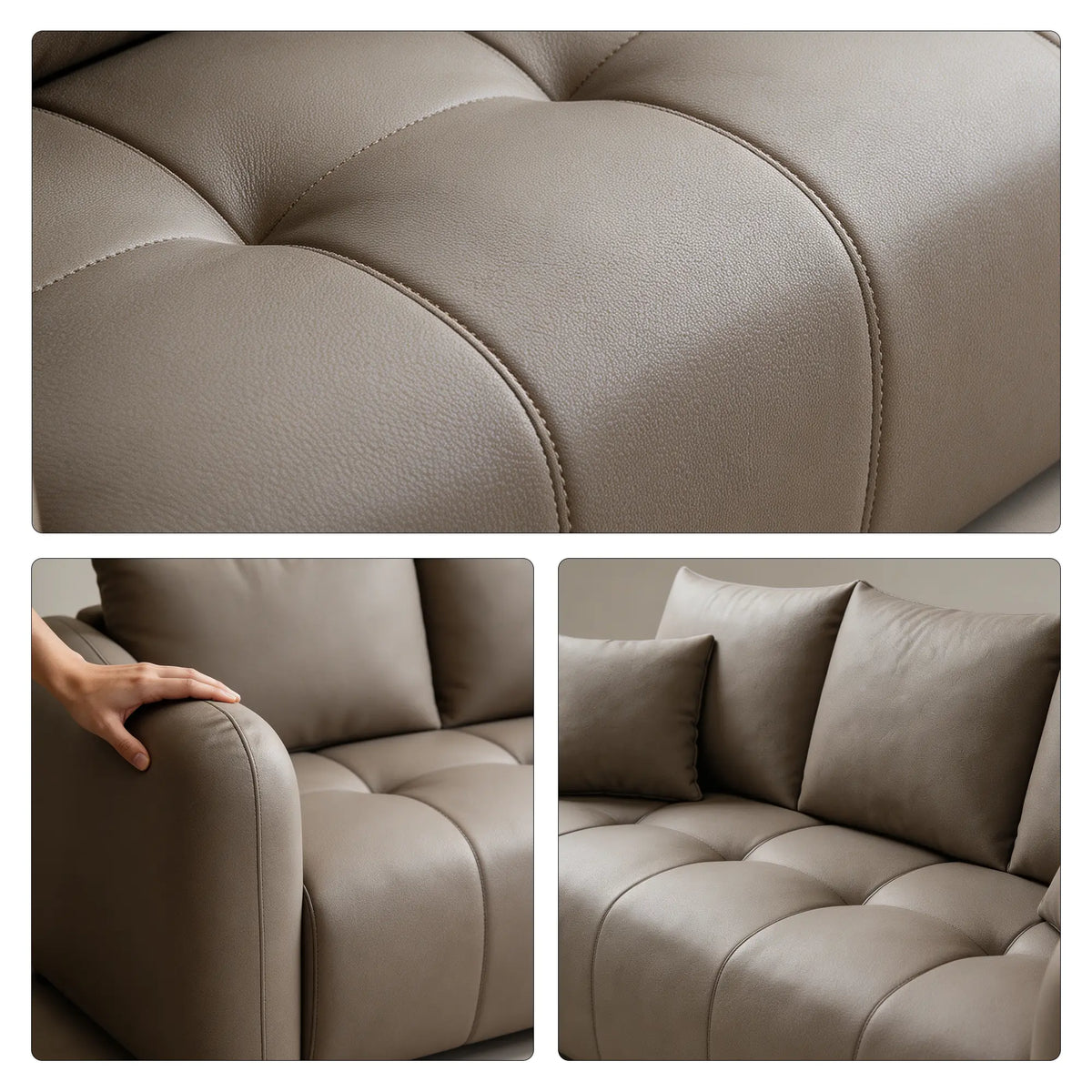 LIVARA Modern Sofa Scratch Resistant Upholstery High Resilience Cushioning Solid Wood Frame 120/180cm for Living Room Apartment - Grey