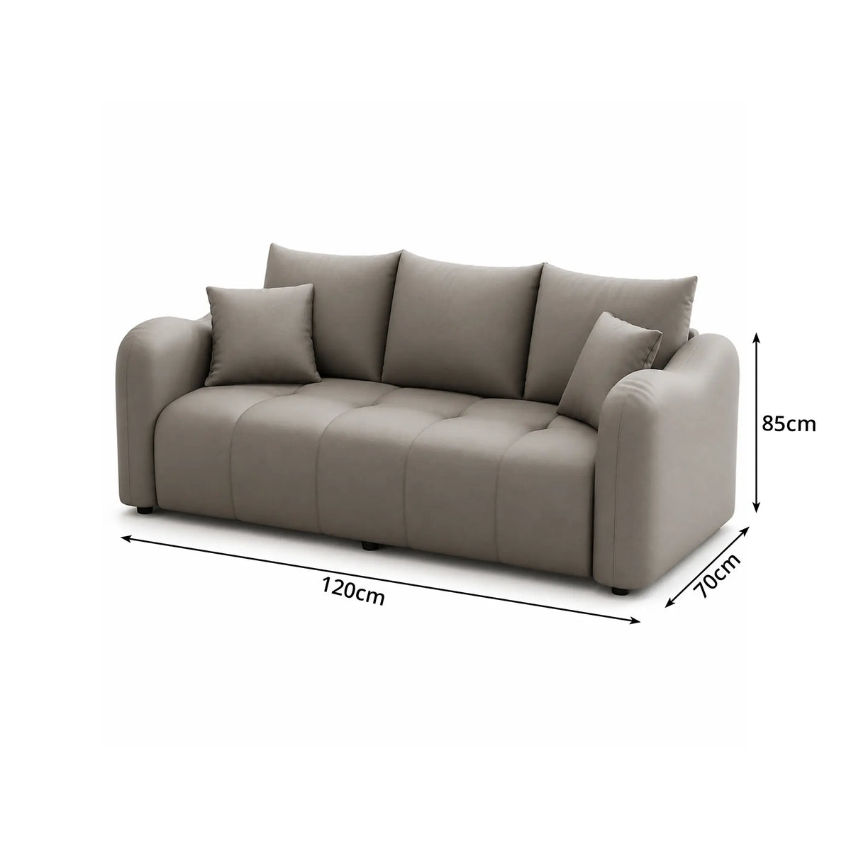 LIVARA Modern Sofa Scratch Resistant Upholstery High Resilience Cushioning Solid Wood Frame 120/180cm for Living Room Apartment - Grey