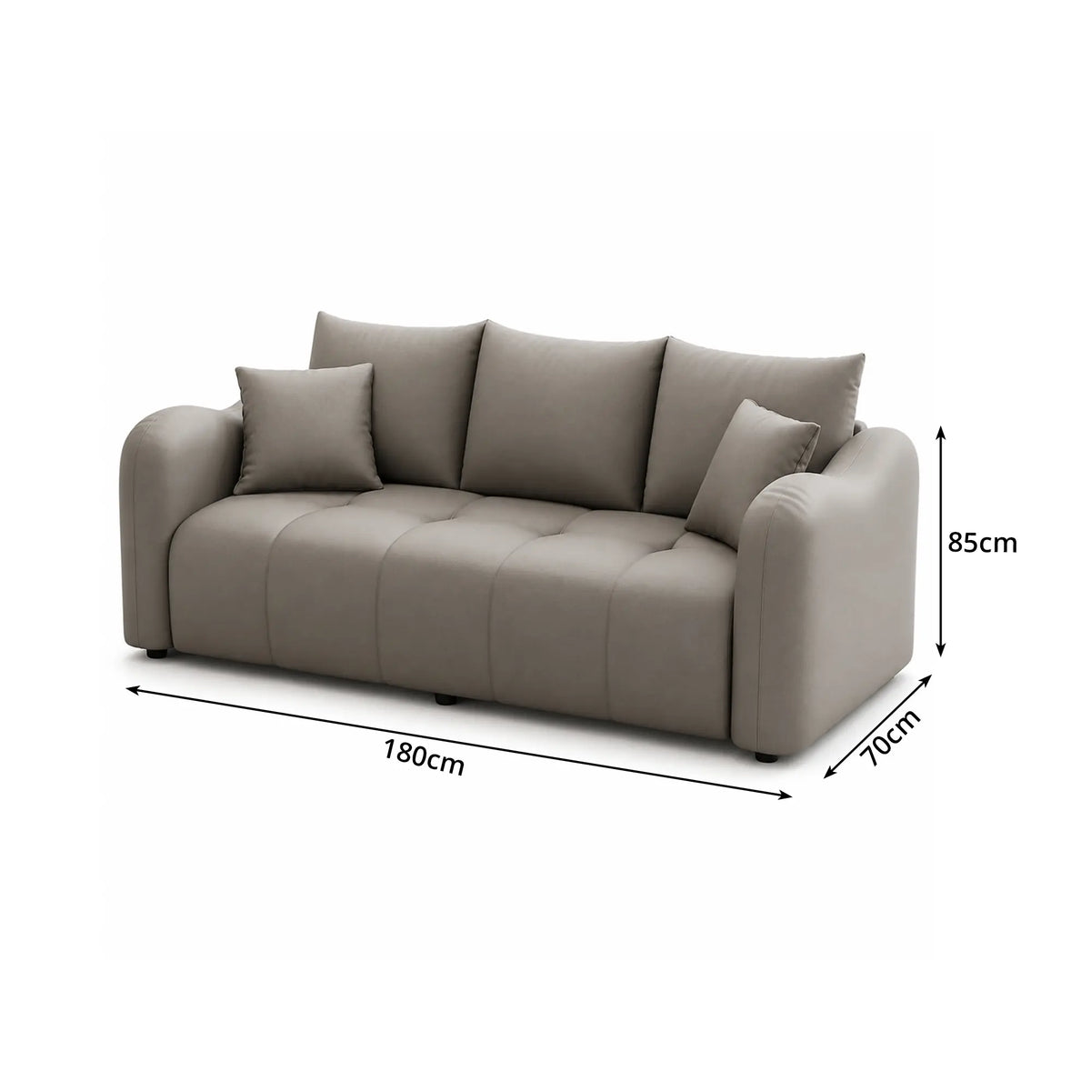 LIVARA Modern Sofa Scratch Resistant Upholstery High Resilience Cushioning Solid Wood Frame 120/180cm for Living Room Apartment - Grey