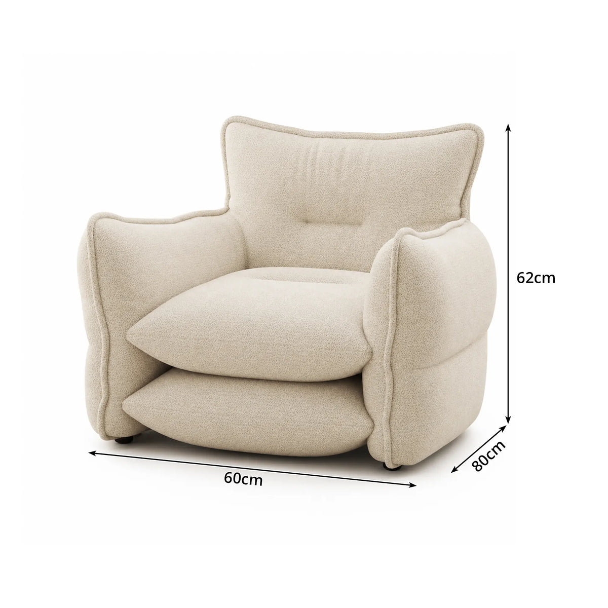 LIVARA Modern Lounge Chair Chenille Upholstery EPS Particle Filling Ergonomic Wraparound Design for Living Room Bedroom Reading Corner - White