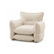 LIVARA Modern Lounge Chair Chenille Upholstery EPS Particle Filling Ergonomic Wraparound Design for Living Room Bedroom Reading Corner - White