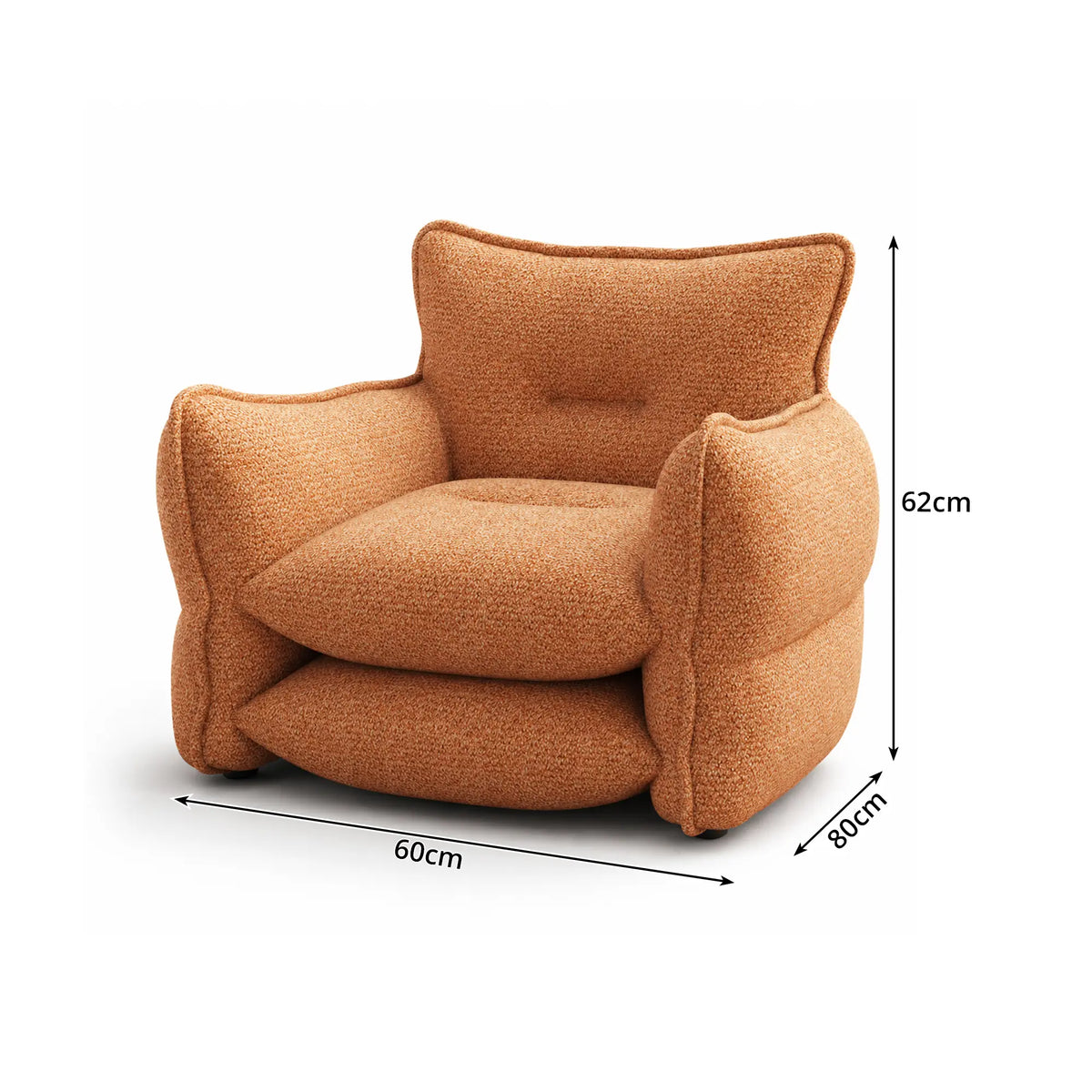 LIVARA Modern Lounge Chair Chenille Upholstery EPS Particle Filling Ergonomic Wraparound Design for Living Room Bedroom Reading Corner - Brown