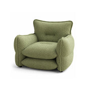 LIVARA Modern Lounge Chair Chenille Upholstery EPS Particle Filling Ergonomic Wraparound Design for Living Room Bedroom Reading Corner - Green