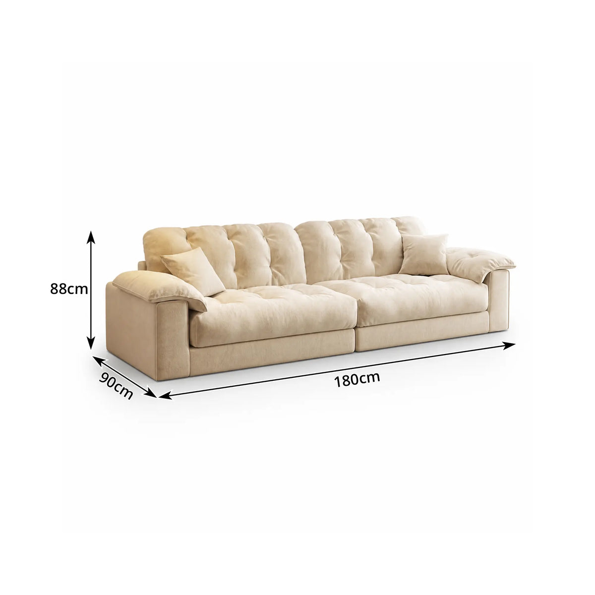 LIVARA Cloud Sofa Cat Scratch Resistant Fabric Latex Cushioning Solid Wood Frame 180/220cm for Living Room Apartment Lounge - White