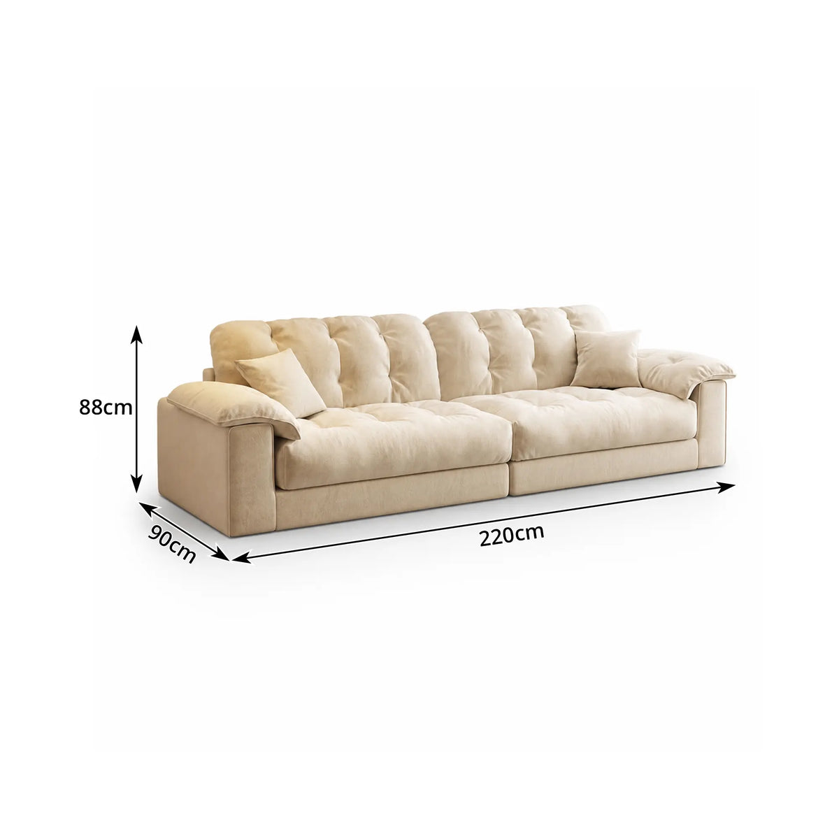 LIVARA Cloud Sofa Cat Scratch Resistant Fabric Latex Cushioning Solid Wood Frame 180/220cm for Living Room Apartment Lounge - White