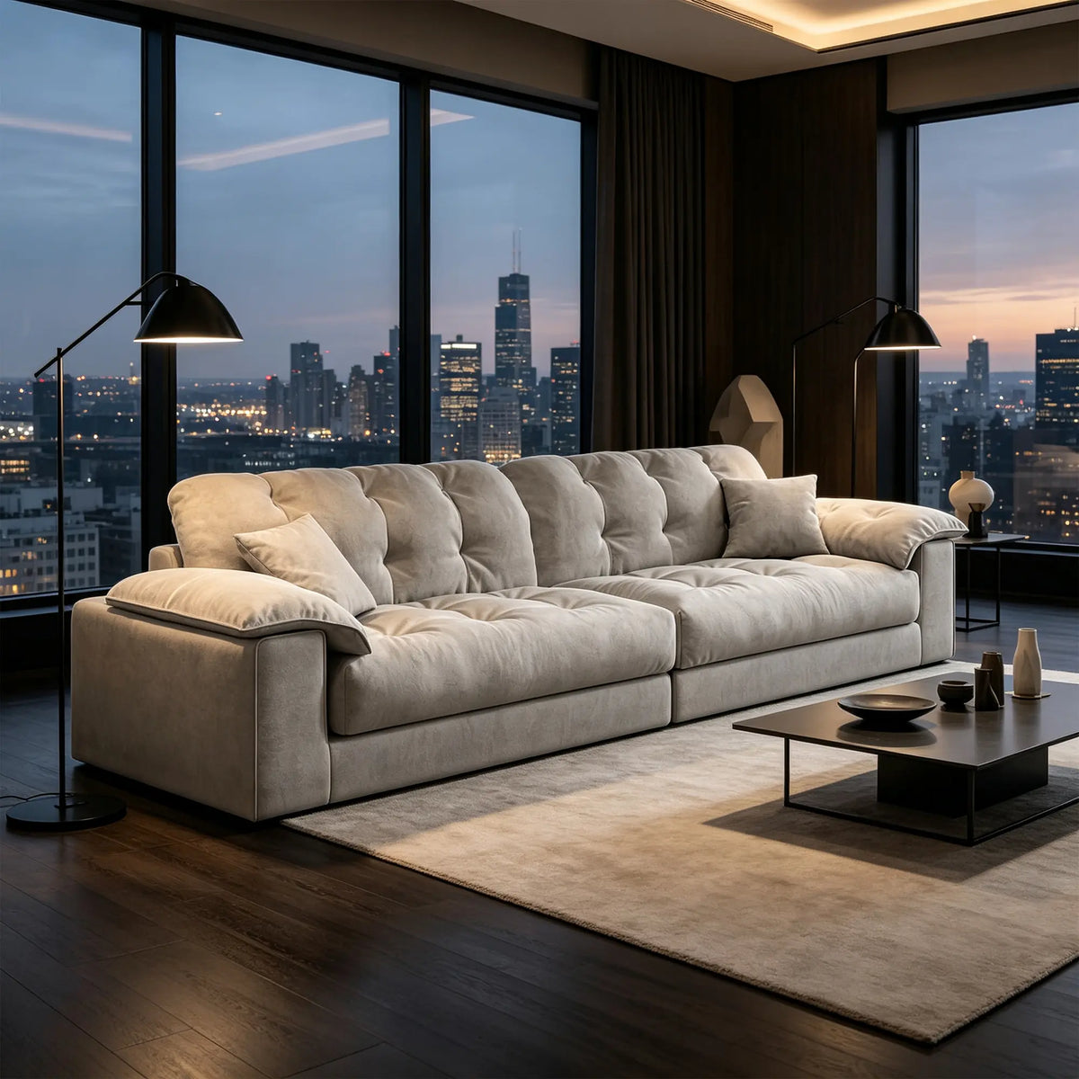 LIVARA Cloud Sofa Cat Scratch Resistant Fabric Latex Cushioning Solid Wood Frame 180/220cm for Living Room Apartment Lounge - Light Grey