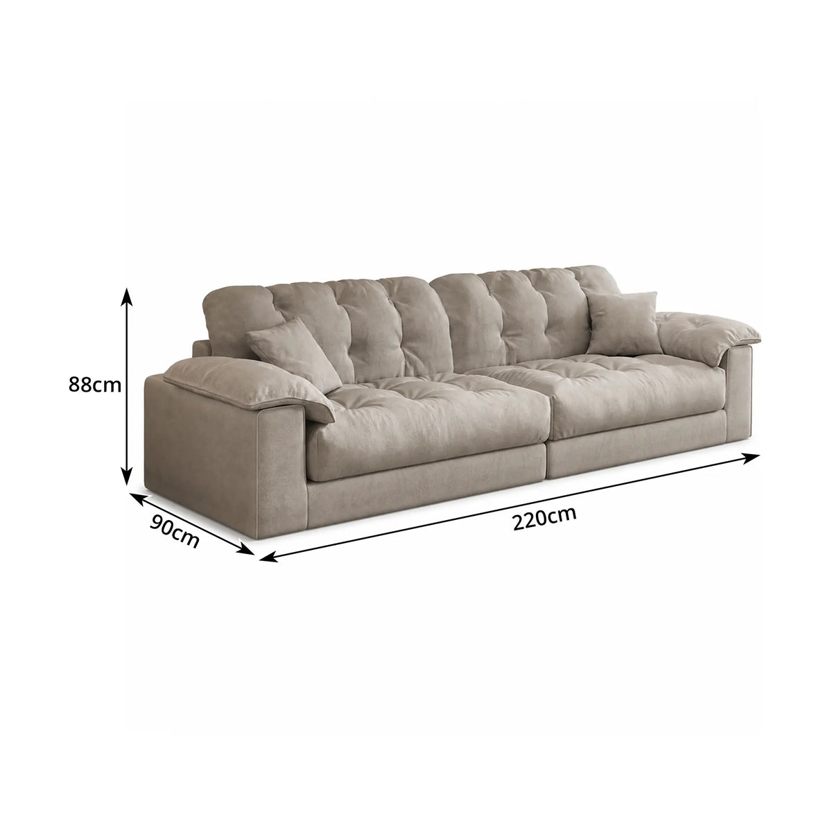 LIVARA Cloud Sofa Cat Scratch Resistant Fabric Latex Cushioning Solid Wood Frame 180/220cm for Living Room Apartment Lounge - Light Grey