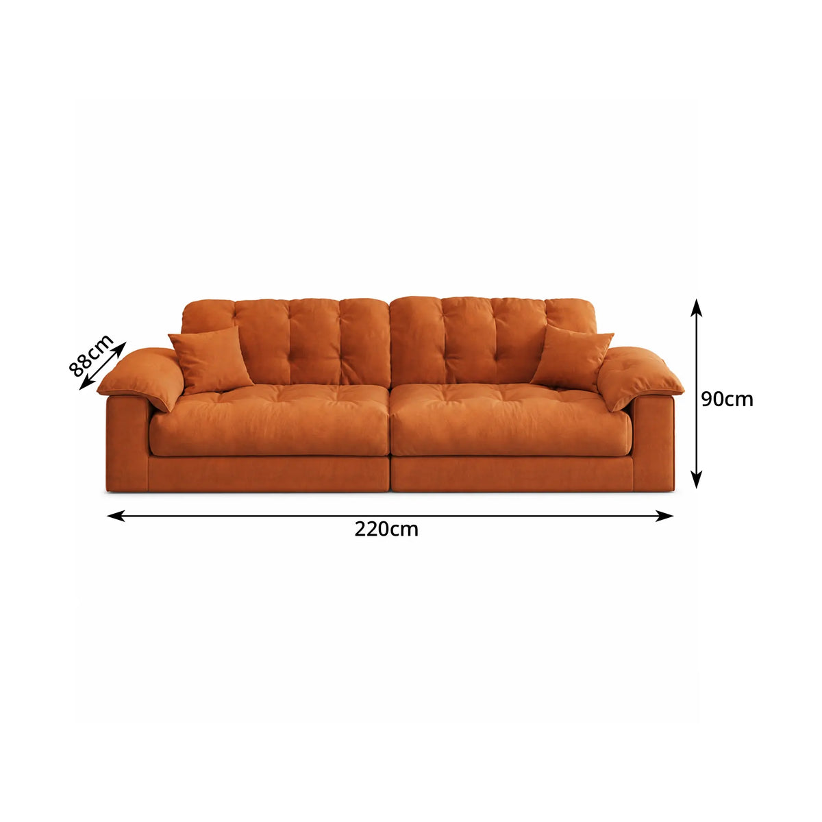 LIVARA Cloud Sofa Cat Scratch Resistant Fabric Latex Cushioning Solid Wood Frame 180/220cm for Living Room Apartment Lounge - Brown