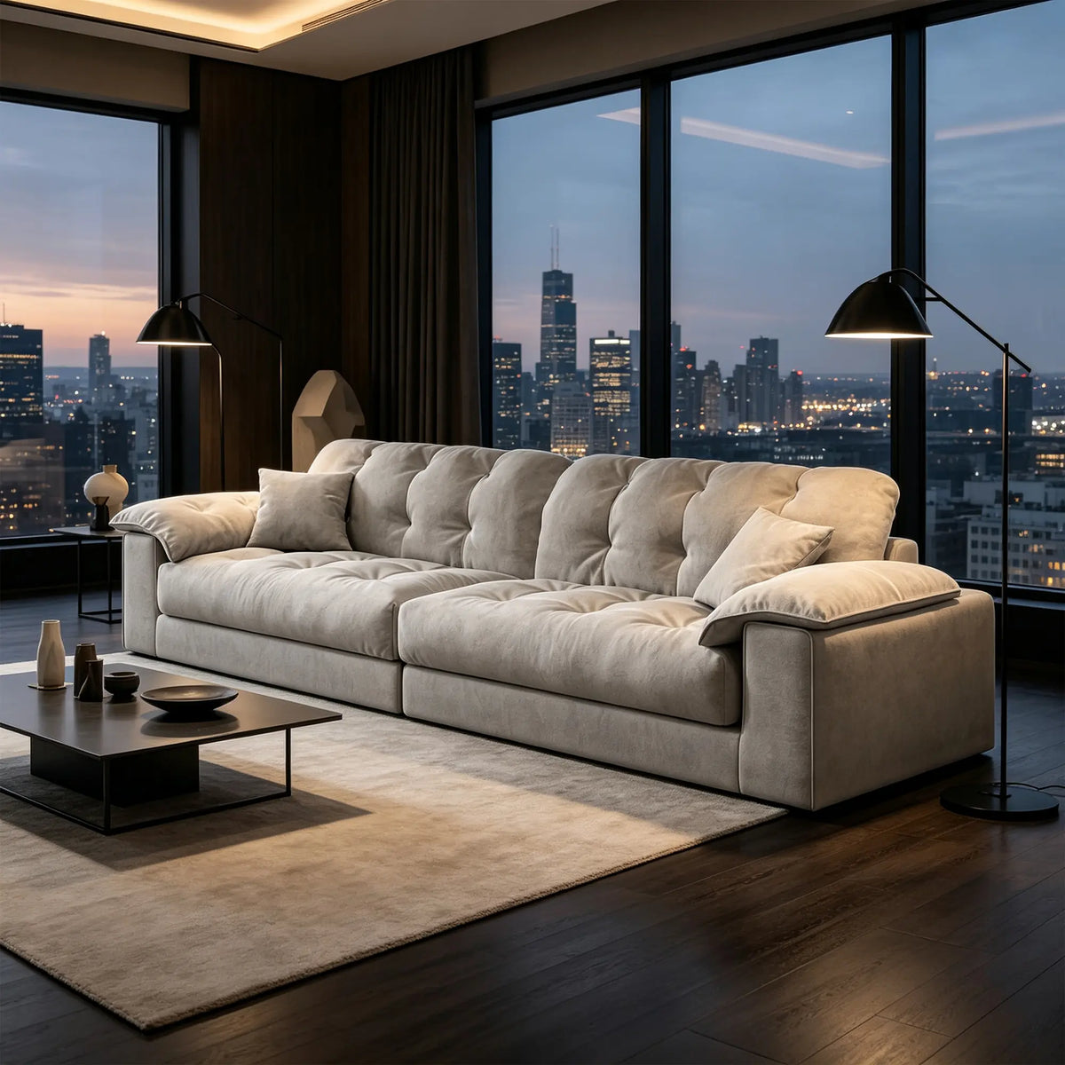 LIVARA Cloud Sofa Cat Scratch Resistant Fabric Latex Cushioning Solid Wood Frame 180/220cm for Living Room Apartment Lounge - Grey